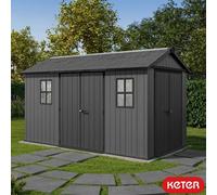 Keter Newton Plus 13 X 7Ft 5" (3.9 X 2.2M) Dual Entry Storage Shed Evotech Wood-Composite Panels, Lockable Doors, Floor Included