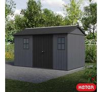 Keter Newton Plus 13Ft 5" X 7Ft 6" Garden Storage Shed With Side Entry, Modular Design, Evotech Composite Panels, Double Doors
