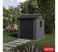 Keter Newton Plus 7.4 X 7.6 Ft Outdoor Storage Shed With Side Entry, Evotech Wood-Look Panels, Heavy-Duty Floor & Ventilation
