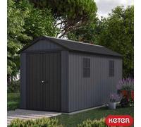 Keter Newton Plus 7Ft 6" X 13Ft 5" (2.3 X 4.1M) Garden Storage Shed - Evotech Wood-Effect Panels, Modular Front Entry