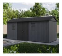 Keter Newton Plus Apex Outdoor Storage Shed Grey - 17 x 7.5ft