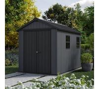 Keter Newton Plus Vertical 9X7.5 Ft Apex Grey Plastic 2 Door Shed With Floor & 2 Windows (Base Included)