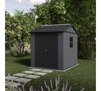 Keter Newton Plus Horizontal 7X7.5 Ft Apex Grey Plastic 2 Door Shed With Floor & 2 Windows (Base Included)