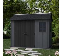 Keter Newton Plus Horizontal 9X7.5 Ft Apex Grey Plastic 2 Door Shed With Floor & 2 Windows (Base Included)