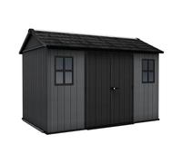 Keter Newton Plus Horizontal 11X7.5 Ft Apex Grey Plastic 2 Door Shed With Floor & 2 Windows (Base Included)