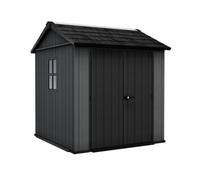 Keter Newton Plus Horizontal 7X7.5 Ft Apex Grey Plastic 2 Door Shed With Floor & 2 Windows (Base Included)