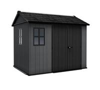 Keter Newton Plus Horizontal 9X7.5 Ft Apex Grey Plastic 2 Door Shed With Floor & 2 Windows (Base Included)