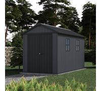 Keter Newton Plus Vertical 11X7.5 Ft Apex Grey Plastic 2 Door Shed With Floor & 2 Windows (Base Included)