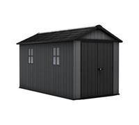 Keter Newton Plus Vertical 13X7.5 Ft Apex Grey Plastic 2 Door Shed With Floor & 2 Windows (Base Included)