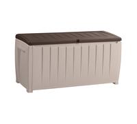 Keter Novel Outdoor Plastic Storage Box Garden Furniture, Beige and Brown, 124 x 55 x 62.5 cm