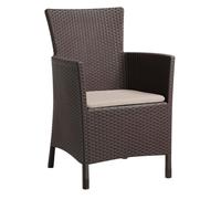 Keter Iowa Outdoor and Indoor Garden Chair with Cushion Included, Resin Flat Rattan Finish Brown