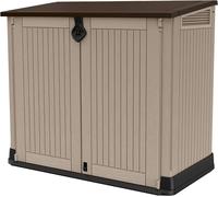 Keter Outdoor Storage Shed Midi, Beige/Brown, Holds 2 Wheelie Bins, 130x74x110cm