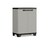 Keter | Planet Low Cabinet - Recycled Plastic, Grey/Black, Cabinets, 680x390x900mm