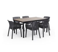 Keter 6 Seater Plastic Patio Set - Black