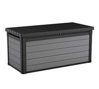 Keter Premier 150 Gallon Deck Box with Polypropylene Construction and Double Walled Panels for Outdoor Patio and Storage Use, Light Gray