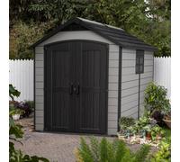 Keter Premier 9X7.5 Ft Grey Plastic 2 Door Shed With Floor & 2 Windows (Base Included)