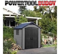Keter 7.5x9 Premier Outdoor Plastic Apex Garden Shed (Grey)