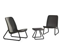 Keter Rio Patio Set, Table and Chairs - Graphite/Grey