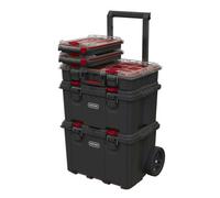 Keter ROC Keter Stack N Roll Modular Wheeled Tool Box + X2 Small Organisers Ketsnrmod