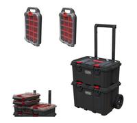 Keter ROC Keter Stack N Roll Wheeled Tool Box + Deep Tool Box + X2 Small Half Organisers