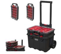 Keter ROC Keter Stack N Roll Wheeled Tool Box + X1 Large Organiser + X2 Half Organisers