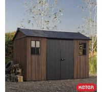 Keter Rosewood 11Ft 5" X 7Ft 6" (3.5 X 2.3M) Storage Shed With Side Entry - Decocoat Wood Effect, Floor Included, Modular Design