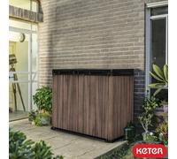Keter Rosewood 4Ft 7" X 2Ft 8" (1.4 X 0.82M) 1,150 Litre Horizontal Storage Shed, Woodgrain Effect Resin Store Bins,lockable Doors