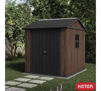 Keter Rosewood 7Ft 4" X 7Ft 6" (2.2 X 2.3M) Storage Shed With Side Entry, Lockable Double Door, Heavy-Duty Floor, Weatherproof