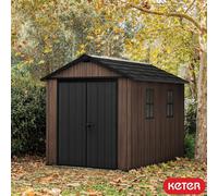 Keter Rosewood 7Ft 6" X 11Ft 5" (2.3 X 3.5M) Storage Shed With Front Entry - Decocoat Wood Effect, Steel Reinforced & Weatherproof