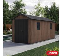 Keter Rosewood 7Ft 6" X 15Ft 6" Resin Storage Shed With Front Entry, Lockable Double Door,windows, Ventilation & Weather-Resistant