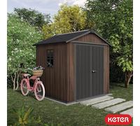 Keter Rosewood 7Ft 6" X 7Ft 4" (2.3 X 2.2M) Storage Shed With Front Entry, Lockable Double Door, Heavy-Duty Floor, Weatherproof