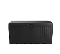 Keter Samoa Storage Box/Cushion Box 270L, Graphite Colour - Stylish Rattan Look - 100% Waterproof - With Ventilation System to Prevent Unpleasant Odours / Mould
