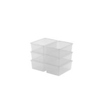 Keter Set of 6 Plastic Storage Boxes with Lid C Box S Transparent Ideal for Clothes, Shoes and Storage Storage, Suitable for Cabinets and Garages, 11 L, 37 x 26 x 14H cm