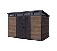 Keter Signature 7x11 ft Pent Walnut Plastic 2 door Shed with Floor & 8 Windows