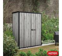 Keter Signature Alto Vertical Storage Shed, 1415L, 4Ft 6" X 2Ft 4", Storm Grey Decocoat Composite, Double Doors,2 Shelves Included
