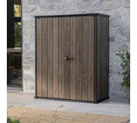 Keter Signature Decocoat 1400L Resin Garden Storage - Walnut 4X2 Ft Pent (W)140Cm (D)73.6Cm (H)170.4Cm