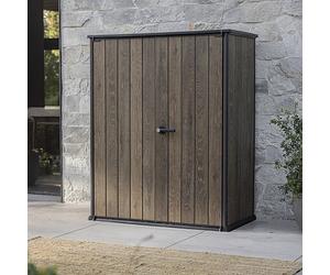 Keter Signature DecoCoat Walnut 1400 L Vertical Storage Shed Composite Wood-Look