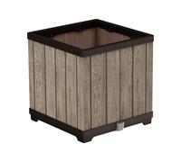Keter Deco Square Planter 46 x 46cm - Size: 45.5 x 45.5 x 45.5cm - Brown - Wilko