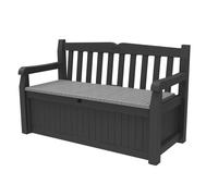 Keter Solana 70 Gallon Storage Bench Deck Box for Patio Furniture Front Porch Decor and Outdoor Seating - Perfect to Store Garden Tools and Pool Toys