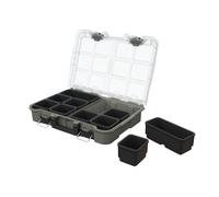 Keter Stack N' Roll Camping Gear Organizer, Portable Storage Organizer | 18 Removable Bins, Clear Lid & Lockable Case for Fishing Tackle, Tent Stakes, Outdoor Accessories & Hobby Supplies