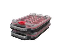 Keter Stack N' Roll Half Organizer Storage Box | Adjustable Dividers, Transparent Lid, IP54 Water Resistant Parts Organizer, Modular Tool Storage System