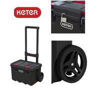 Keter Stack & Roll Mobile Cart, Rolling Tool Storage, 7” Wheels, Black & Red