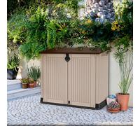 Keter Store It Out Midi 880L Polypropylene Garden Storage Box - Beige & Brown (W)132Cm (D)71.5Cm (H)113.5Cm