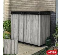 Keter Storm Grey Signature 1150L Outdoor Storage Shed, Horizontal Bin Store For 2 X 240L Bins, Lockable & Weatherproof