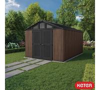 Keter Summit Rosewood 10Ft X 15Ft (3 X 4.5M) Storage Shed - Durable Double-Wall Composite, Steel Reinforced Roof, Heavy-Duty Floor