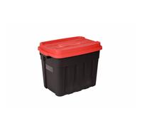 Keter Tuff Box 68L Storage Box with Lid, Durable, Water Resistant, Large Capacity, Stackable, Black/Red