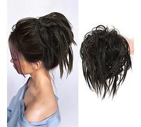KETHBE Messy Bun Hairpiece Synthetic Torn Updo Short Ponytail Synthetic Hair Scrunchie with Elastic Band Synthetic Hair Bun for Women Chocolate Brown