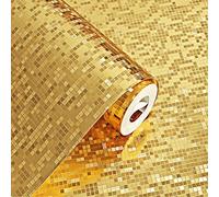 KeTian Modern Luxury Thick Gold Foil Mosaic Background Flicker Wall Paper Roll/Hotel Ceiling/Decorative/Bar Wallpaper Roll Gold Color 0.53m (1.73' W) x 10m(32.8'L)=5.3m2 (57 sq.ft)