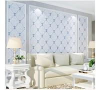 KeTian Modern Simple 3D Imitation Deerskin Non-Woven Wallpaper for Living Room Bedroom TV Background Diamond Lattice Pattern Wall Paper Roll Blue Color 0.53m (1.73' W) x 10m(32.8'L)=5.3m2 (57 sq.ft)