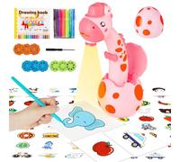 KETIEE Drawing Projector for Children, Painting Board, Magic Board, Projector Track and Draw Toy, Children's Drawing Board, Drawing Play Set, Birthday Gifts for Girls, Boys, 3, 4, 5, 6 Years Old (Pink